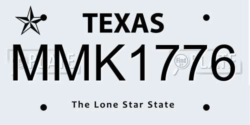 MMK1776 Texas License Plate