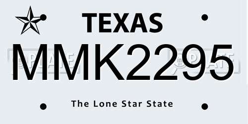 MMK2295 Texas License Plate