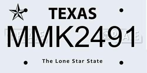 MMK2491 Texas License Plate