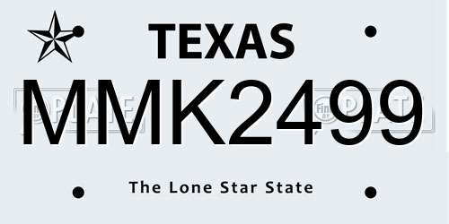 MMK2499 Texas License Plate