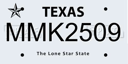 MMK2509 Texas License Plate