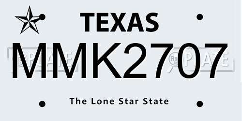 MMK2707 Texas License Plate