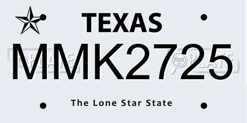 MMK2725 Texas License Plate