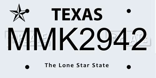 MMK2942 Texas License Plate