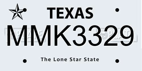 MMK3329 Texas License Plate