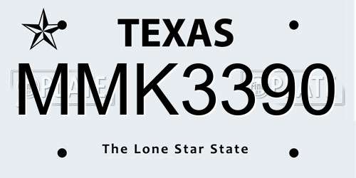 MMK3390 Texas License Plate