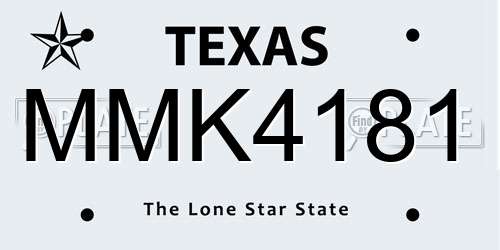MMK4181 Texas License Plate