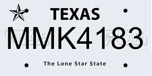 MMK4183 Texas License Plate