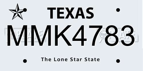 MMK4783 Texas License Plate
