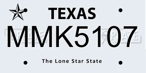 MMK5107 Texas License Plate