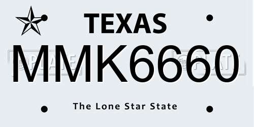 MMK6660 Texas License Plate