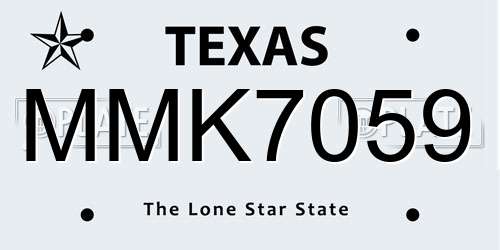 MMK7059 Texas License Plate