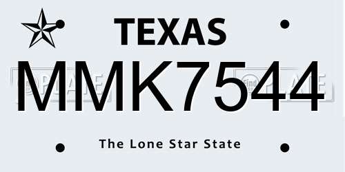 MMK7544 Texas License Plate