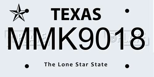 MMK9018 Texas License Plate