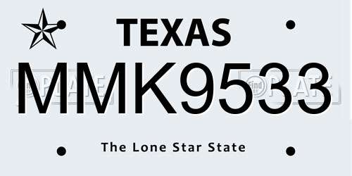 MMK9533 Texas License Plate