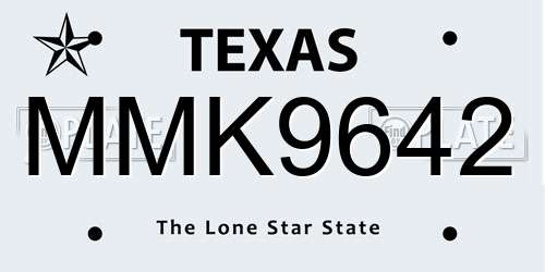MMK9642 Texas License Plate
