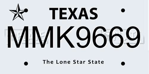 MMK9669 Texas License Plate