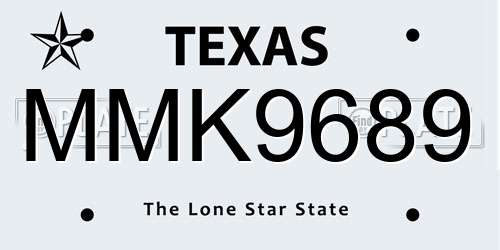 MMK9689 Texas License Plate