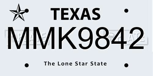 MMK9842 Texas License Plate