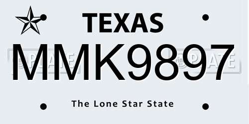 MMK9897 Texas License Plate