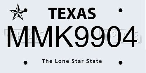 MMK9904 Texas License Plate