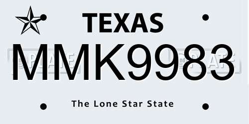 MMK9983 Texas License Plate