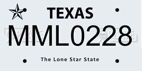 MML0228 Texas License Plate