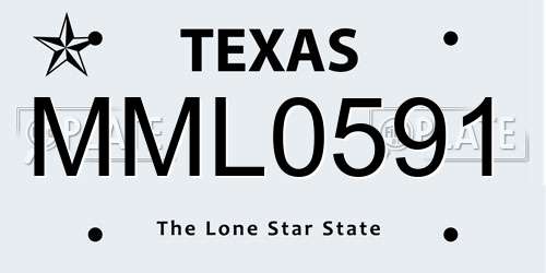 MML0591 Texas License Plate