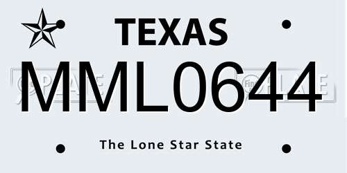 MML0644 Texas License Plate