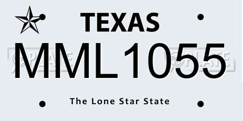 MML1055 Texas License Plate
