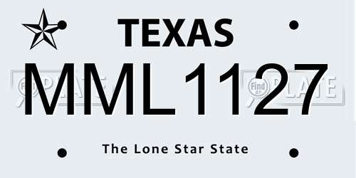 MML1127 Texas License Plate