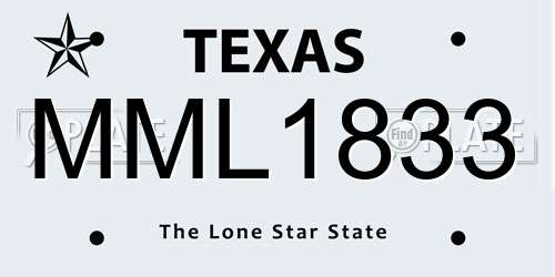 MML1833 Texas License Plate