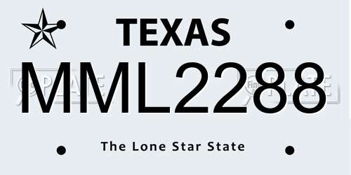 MML2288 Texas License Plate