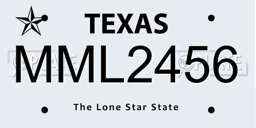 MML2456 Texas License Plate