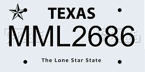 MML2686 Texas License Plate