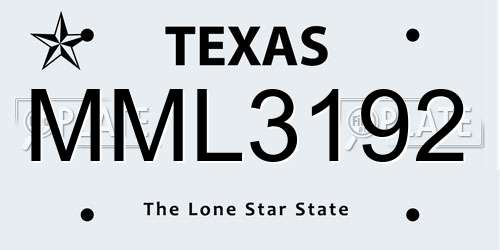 MML3192 Texas License Plate