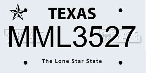 MML3527 Texas License Plate