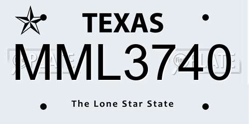 MML3740 Texas License Plate
