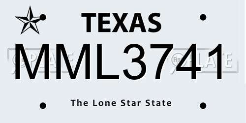 MML3741 Texas License Plate