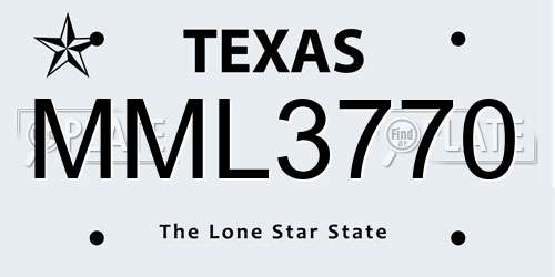 MML3770 Texas License Plate