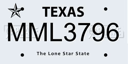 MML3796 Texas License Plate