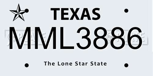 MML3886 Texas License Plate