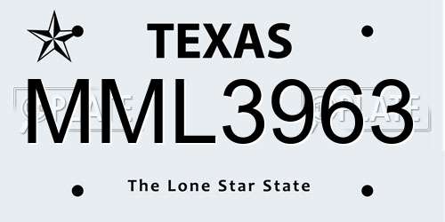 MML3963 Texas License Plate
