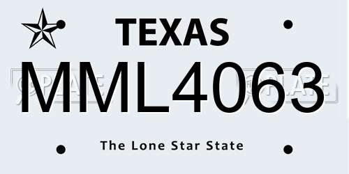 MML4063 Texas License Plate