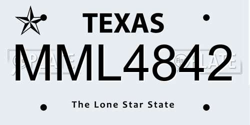 MML4842 Texas License Plate