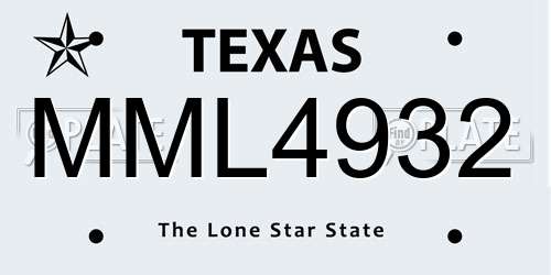 MML4932 Texas License Plate