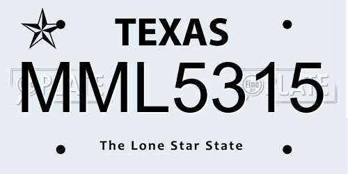 MML5315 Texas License Plate