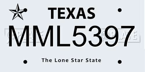 MML5397 Texas License Plate