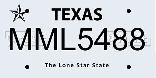 MML5488 Texas License Plate