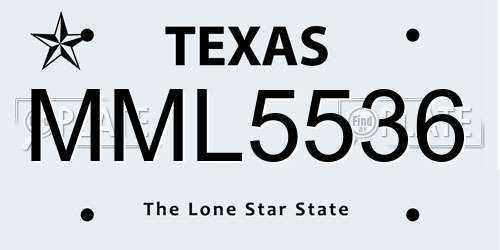 MML5536 Texas License Plate